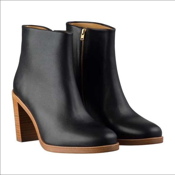 A.P.C. Shoes - APC black leather ankle boots with wooden heel